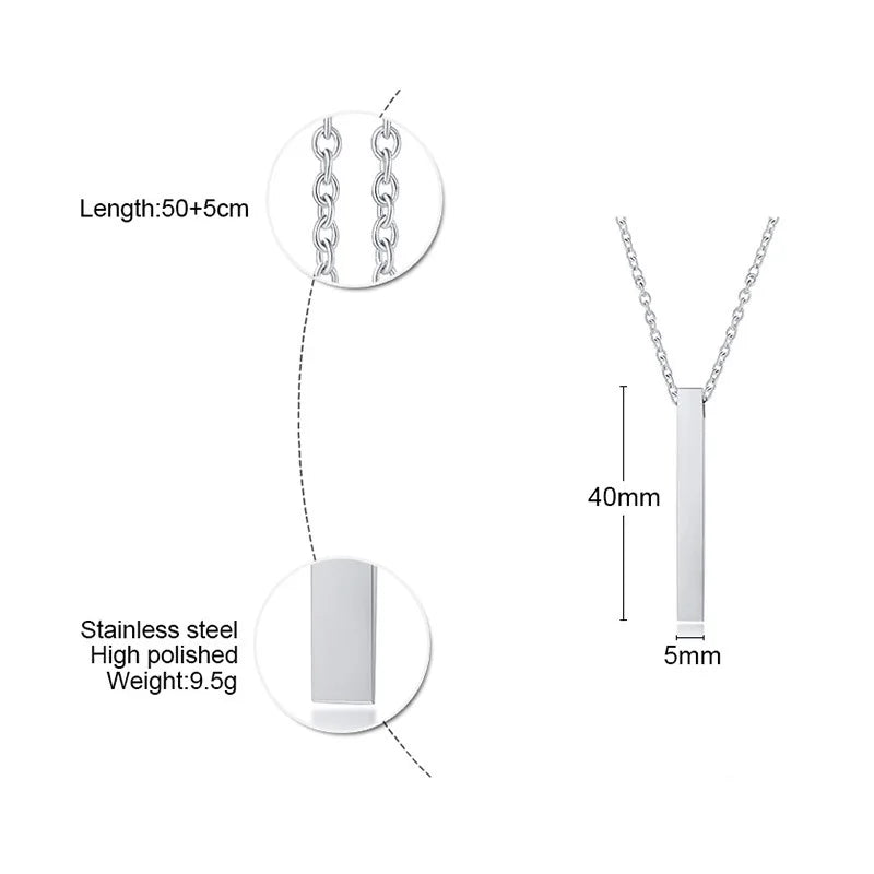 Colares Vnox com barra vertical 3D para homens, pingente geométrico de aço inoxidável em camadas, corrente cubana de corda de trigo em camadas, colarinho masculino