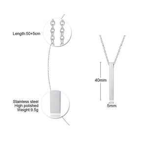 Colares Vnox com barra vertical 3D para homens, pingente geométrico de aço inoxidável em camadas, corrente cubana de corda de trigo em camadas, colarinho masculino