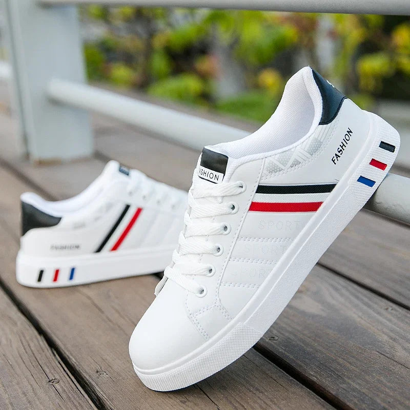 tênis casuais masculinos nova moda rendas sapatos brancos estudante conforto esportes plus size sapatos vulcanizados zapatillas de hombre