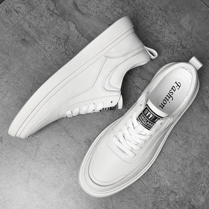 Sapatos de skate masculinos de couro legítimo.
