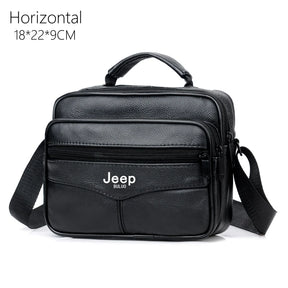 Jeep Buluo Bolsa de ombro masculina de couro bovino legítimo, preta, casual, de negócios, grande capacidade, bolsa transversal, alta qualidade, nova