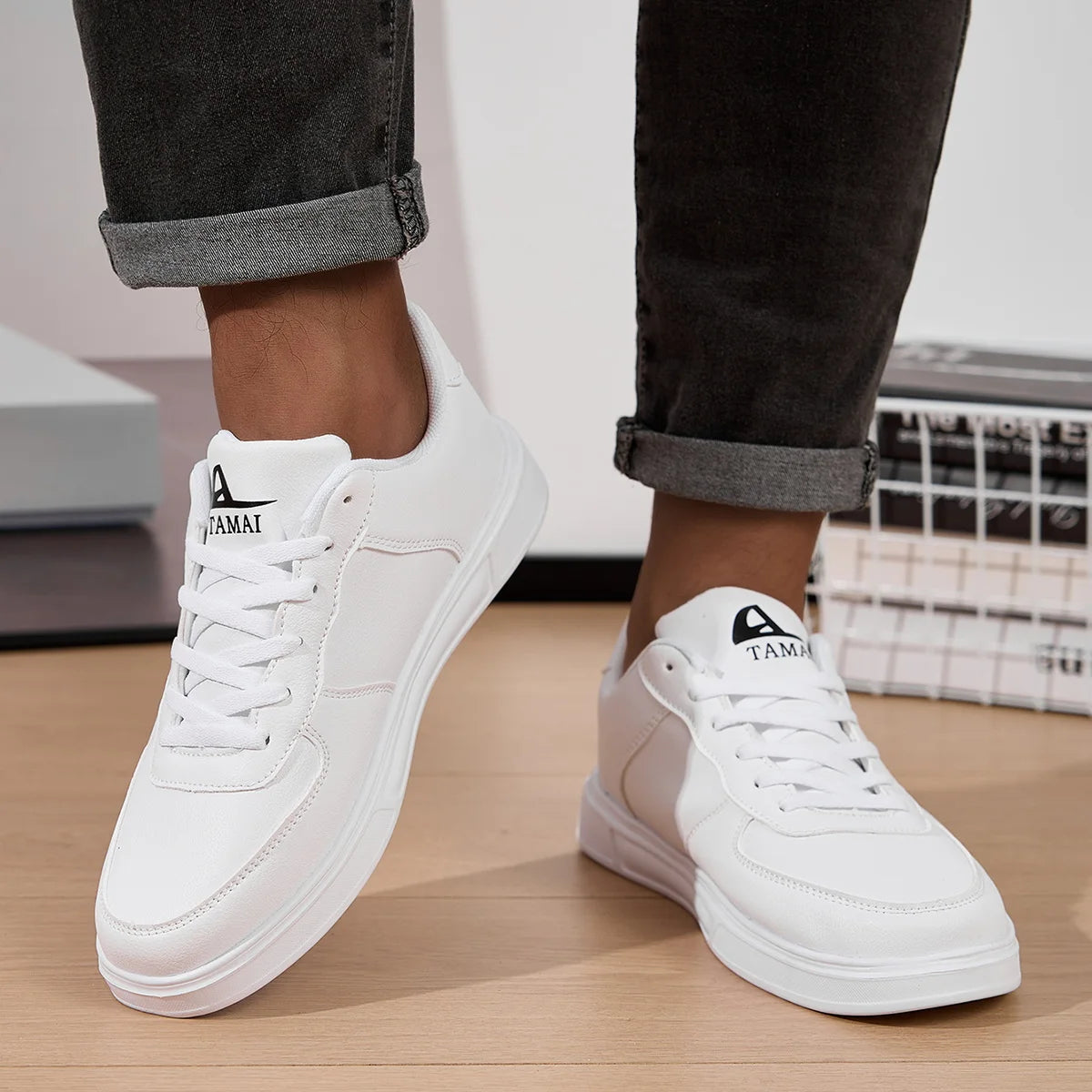 Tênis de couro masculino branco respirável para skate, calçado masculino para caminhada e corrida ao ar livre, calçado casual para casal, tamanho 36-45