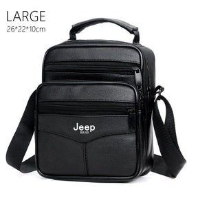 Jeep Buluo Bolsa de ombro masculina de couro bovino legítimo, preta, casual, de negócios, grande capacidade, bolsa transversal, alta qualidade, nova