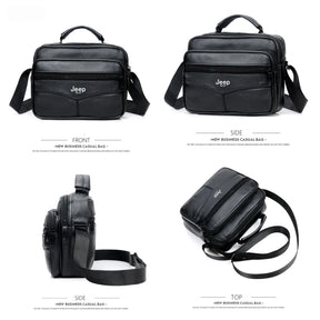 Jeep Buluo Bolsa de ombro masculina de couro bovino legítimo, preta, casual, de negócios, grande capacidade, bolsa transversal, alta qualidade, nova