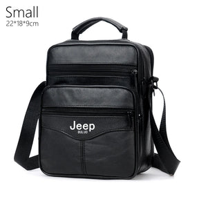 Jeep Buluo Bolsa de ombro masculina de couro bovino legítimo, preta, casual, de negócios, grande capacidade, bolsa transversal, alta qualidade, nova