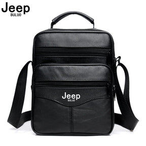 Jeep Buluo Bolsa de ombro masculina de couro bovino legítimo, preta, casual, de negócios, grande capacidade, bolsa transversal, alta qualidade, nova
